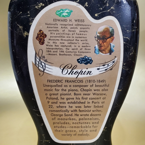 Pair Vntg Jim Beam Bottles Decanters Chopin Beethoven design by Edward Weiss - Picture 4 of 13